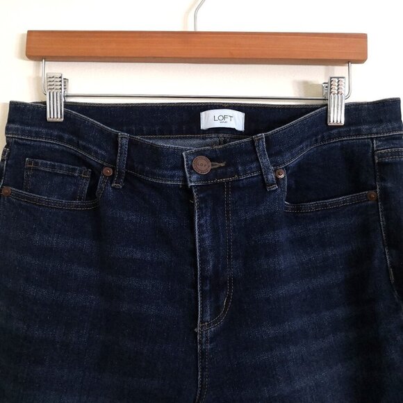 NWOT LOFT Cross Front Fringe Jeans Size 8 Medium Wash - Picture 2 of 5